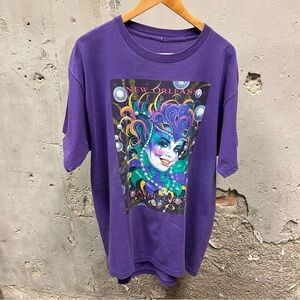Vintage 2001 Mardi Gras Purple Short Sleeve Unisex Graphic T-Shirt Y2K Louisiana